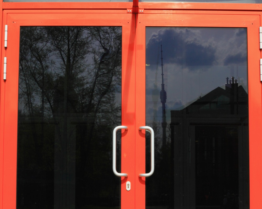 orange metal entry door with tinted glass escondido ca